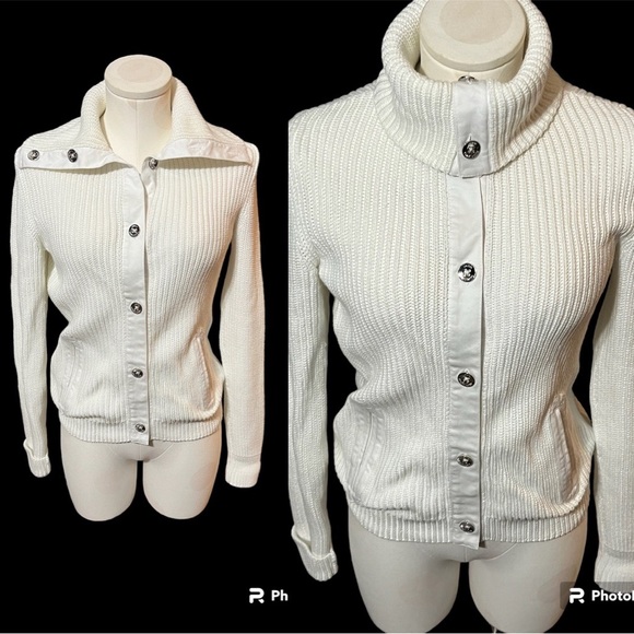 Lauren Ralph Lauren Cable Knit cardigan Sweater with pockets - Picture 2 of 10